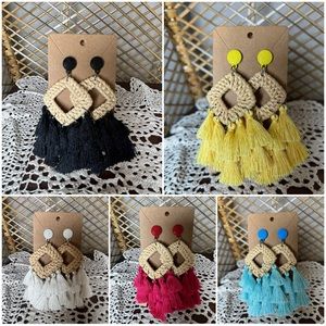 Rattan chandelier tassels handmade Earrings